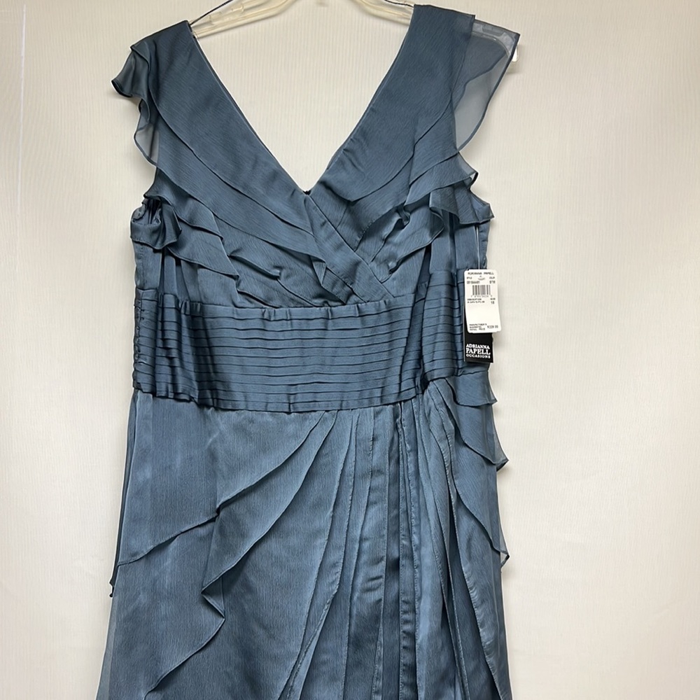Adrianna Papell iridescent petal chiffon long dress - Picture 9 of 11